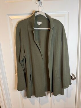 Caslon Olive Green Open-Front Cardigan